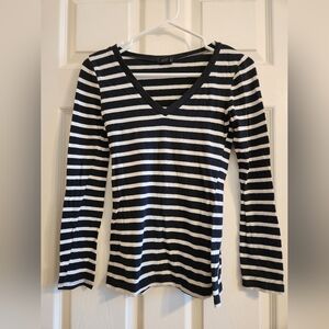 Wet Seal Black and White Striped Long Sleeve Top